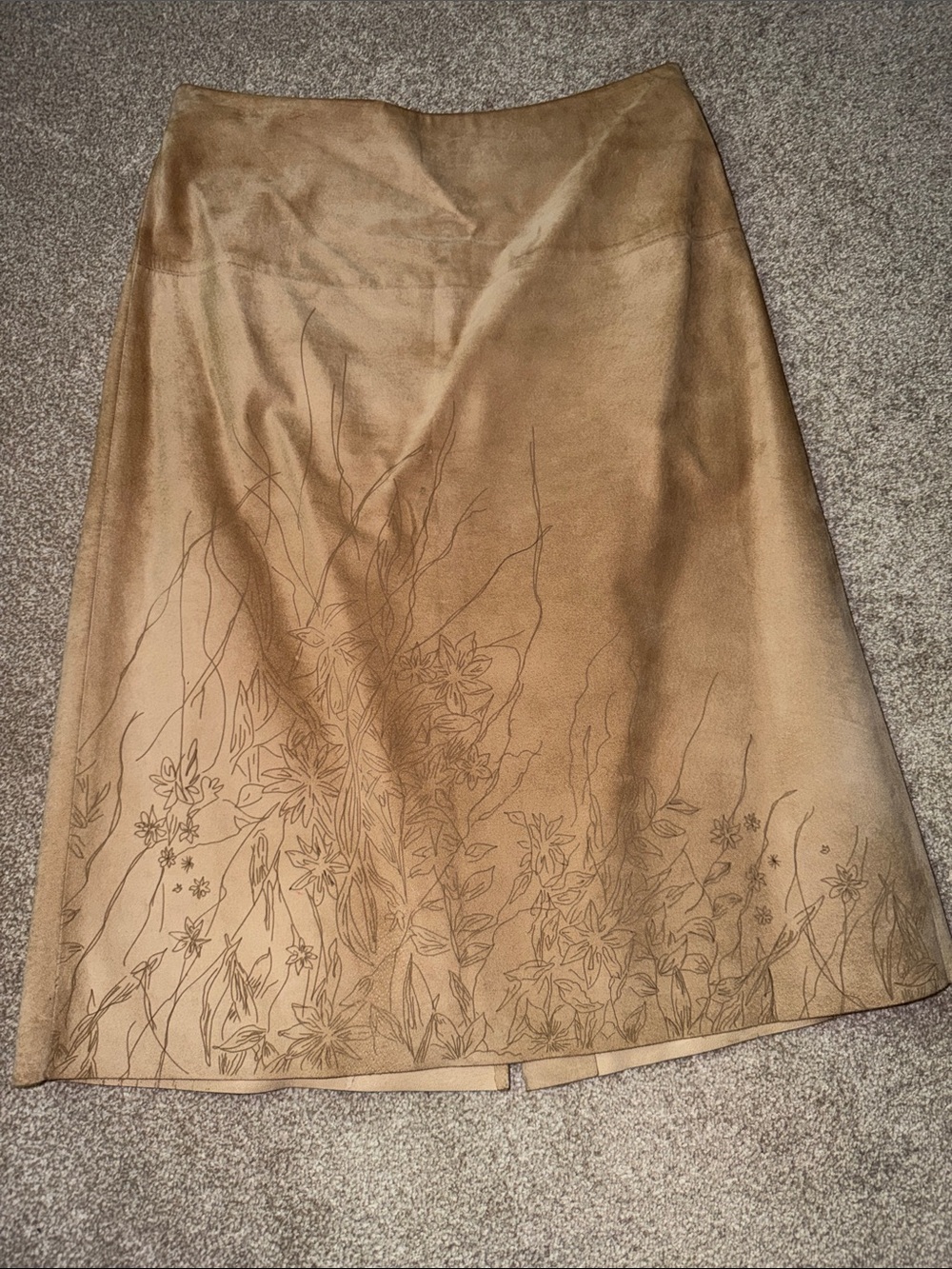 Kenneth Cole Tan A-Line Skirt with Botanical Print